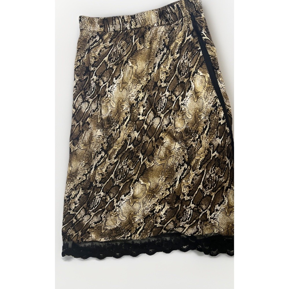 Laundry by Shelli Segal‎ Snake Print Lace Bottom Midi Skirt Size Small